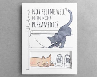 Funny get well card | cat sympathy card best friend card mom card dad card