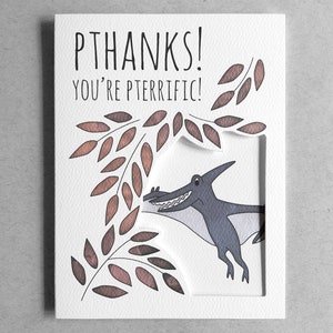 Merci carte drôle | carte dinosaure ptérodactyle carte pour ami carte de remerciement petite amie carte pour petit ami