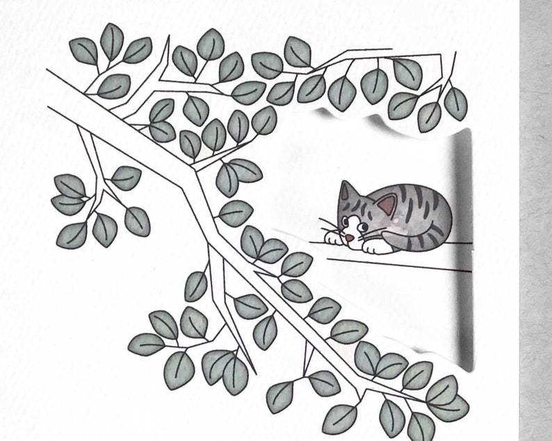 cat card love card gray tabby cat Love you card