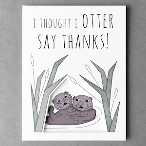Tarjeta de agradecimiento divertida / tarjeta de agradecimiento a un amigo, tarjeta de nutria