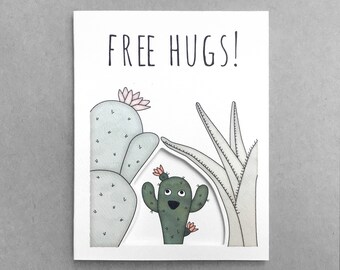 Funny cactus friend card | thinking of you card best friend boyfriend card for girlfriend love card cactus card