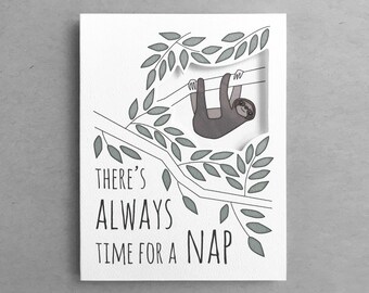 Sloth card for friend | sloth nap card friendship card
