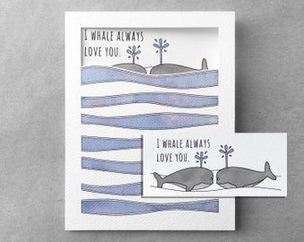 Funny love card | Whale pun card Whale love card Anniversary card Cute whales Girlfriend card Boyfriend card