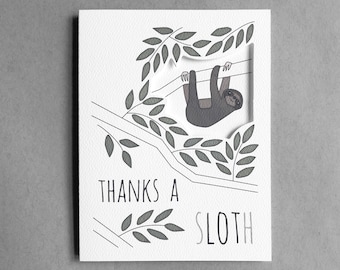 Thank you card funny | sloth card best friend card thank you friend card for her card for him