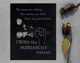 Crush the patriarchy letterpress print | feminist decor gift for friend