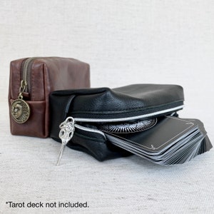 Borsa per tarocchi in pelle con cerniera / borsa per tarocchi in vera pelle, borsa per mazzo di tarocchi, borsa in pelle naturale, custodia per carte, accessorio per tarocchi, porta mazzo di tarocchi