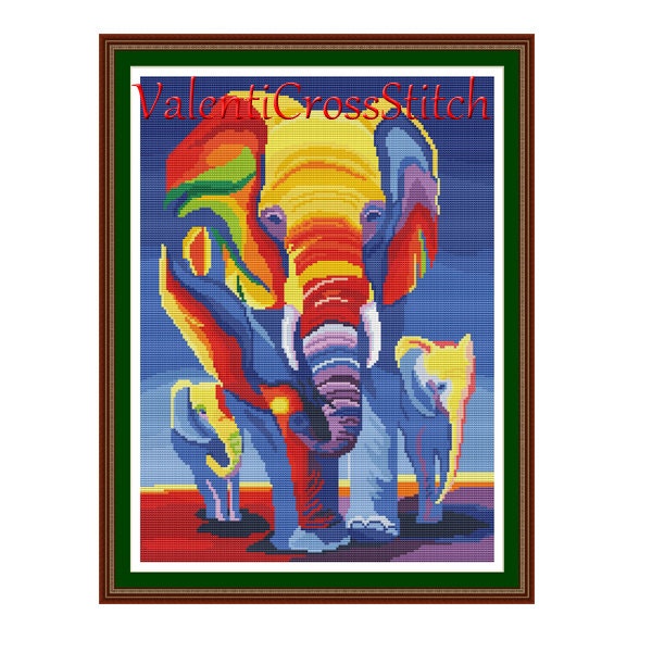 Modern Elephants Cross Stitch Pattern Instant Download Etsy