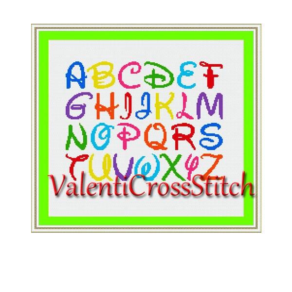 DISNEY Cross Stitch PatternAlphabet Counted Cross Stitch | Etsy