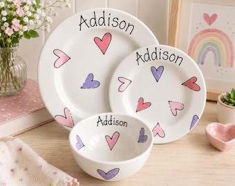 Personalised Dinner Set, Ceramic Plates & Bowl Set, Dinner Set, Ceramic Plate, Ceramic Bowl, Personalised Plate, Personalised Bowl, Food Set