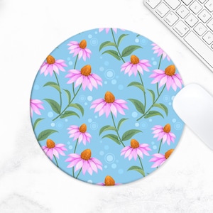 Pink Daisies Mouse Mat, Daisy Flower Print Mouse Mat, Computer Mouse Pad Mat, PC MAC Non Slip, Mousemat UK, Summer Flower Print Mousepad