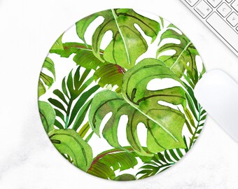 Tropical Leaf Mouse Mat, Monstera Print Mouse Mat, Computer Mouse Pad Mat, PC MAC Non Slip, Mousemat UK, Home Decor, Leaf Print Mousepad,