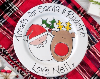 Christmas Eve Plate, Father Christmas Plate, Santa and Rudolf, Xmas Plate, Christmas Plate, Christmas Beaker, Christmas Gift, Santa Plate