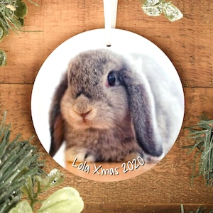 Rabbit Christmas Tree Decoration, Personalised Rabbit Christmas Bauble, Personalised Christmas Ornament, Rabbit Memorial Ornament, Bunny