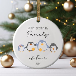 Family of Four Ornament Gift, Personalized First Christmas, Cute Family Holiday Decoration, Custom Keepsake, Unique Gift for New Parents