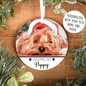 Personalised Dog Christmas Bauble, Personalised Christmas Ornament, Dog Christmas Tree Decoration, Pet Photo Bauble, Pet Dog Lover Gift