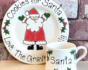 Santa Plate, Personalised Santa Plate, Christmas Eve Plate, Xmas Eve Plate, Cookies for Santa, Santa Christmas Plate, Personalised Plate