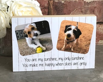 Dog Photo Frame, Dog Lover Gift, Pet Photo Block, Personalised Text, Gifts for Her, Gifts for Him, Birthday Gift, Pet Dog Keepsake, Cat Gift