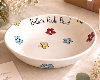 Personalised Pasta Bowl, Buddha Bowl, Glazed Ceramic Bowls, Pretty bowl, Gifts for Her, Gifts for Him, Whimsical Bowl, Personalised Gift