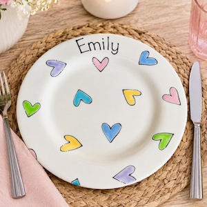 Personalised Plate, Snack Plate, Healthy Eating Plate, Personalised Dinner Plate, Kids Pottery Plate, Adults Plate, Small Plate Large Plate