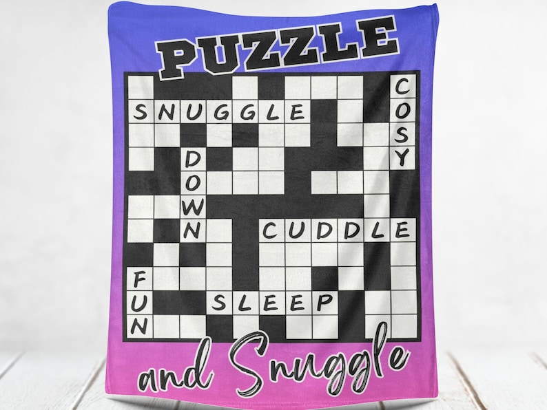 Crossword Gift, Soft Blanket Throw for Crossword Lover, Puzzle Blanket