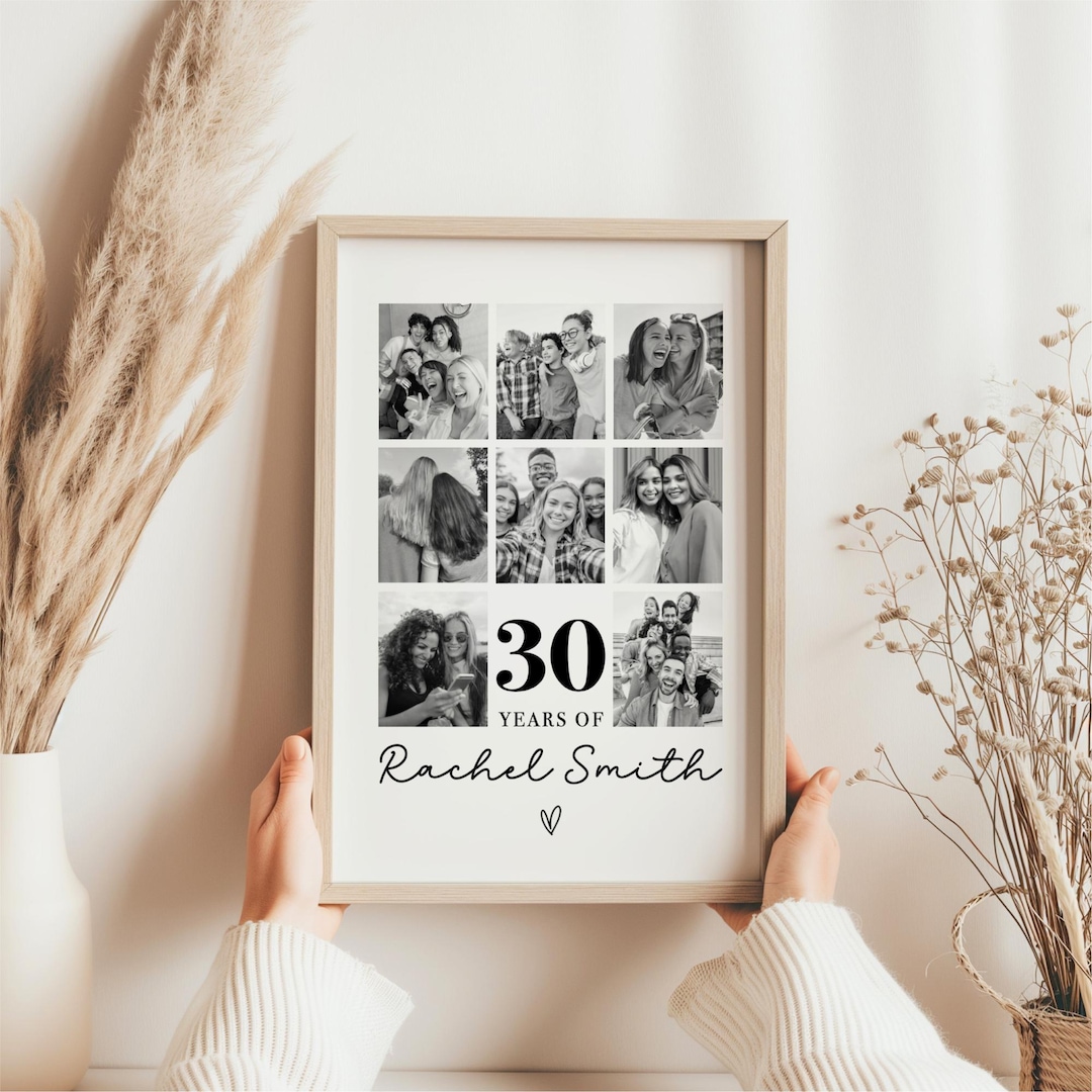 30th Birthday Photo Print Frame, 30th Birthday Gift, Photo Collage ...