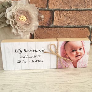 New Baby Gift, Baby Keepsake, Baby Gift, Birth Announcement, Personalised Photo Block, Personalised Baby Gift, Baby Gifts, Gifts for Baby
