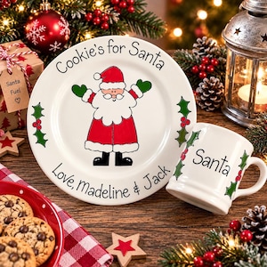 Santa Plate, Personalised Santa Plate, Christmas Eve Plate, Xmas Eve Plate, Cookies for Santa, Santa Christmas Plate, Personalised Plate