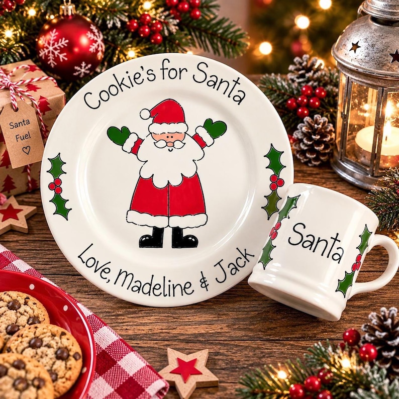 Santa Plate, Personalised Santa Plate, Christmas Eve Plate, Xmas Eve Plate, Cookies for Santa, Santa Christmas Plate, Personalised Plate