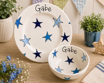 Personalised Snack Set, Ceramic Plates & Bowl Set, Dinner Set, Ceramic Plate, Ceramic Bowl, Personalised Plate, Personalised Bowl, Food Set