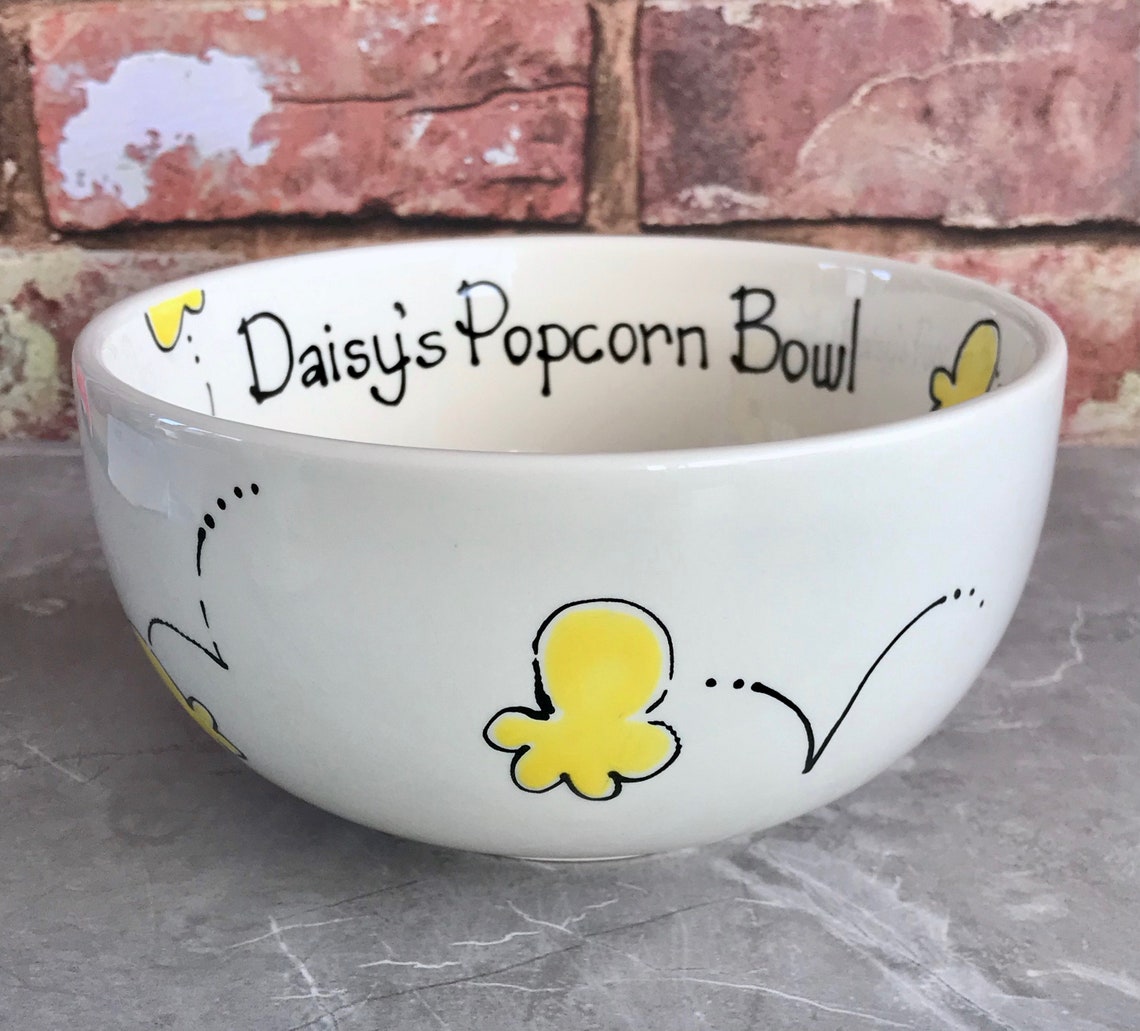 Popcorn Bowl Personalised Pop Corn Bowl Glazed Ceramic Etsy