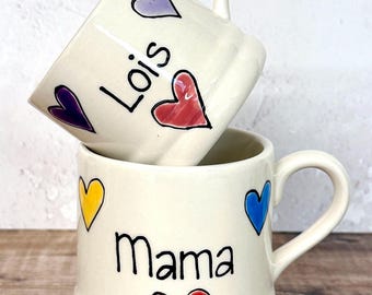 Personalised Mug Set, Custom Mugs, Mum & Me Gift, Pretty Mug, Matching Mum and Baby Mug, Personalised Gift, Ceramic Mug Set for Mum and Baby