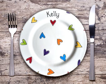 Personalised Name Plate, Breakfast Snack Plate, Ceramic Plate, Custom Pottery Plate, Name Initial Plate, Dinner Plate Gift, Kids Adult Plate