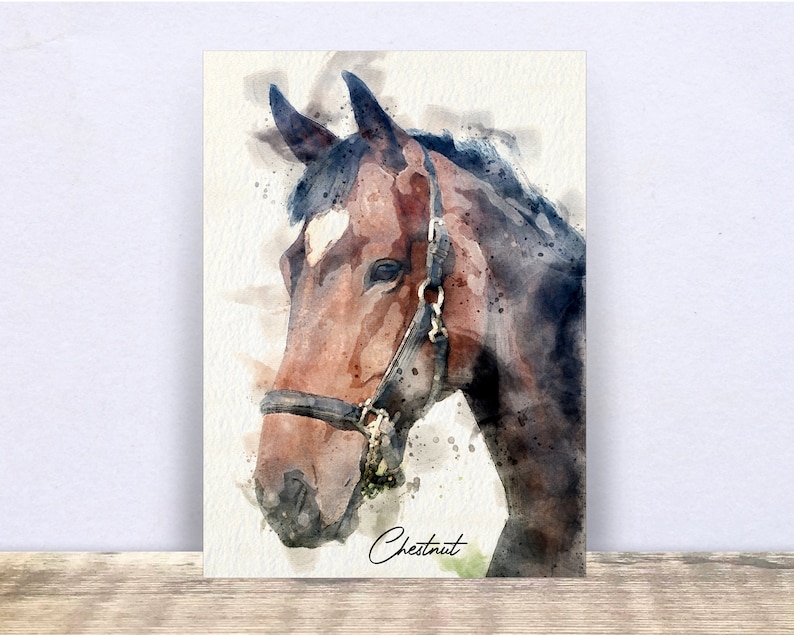 Custom Watercolour Portrait, Horse Gifts, Horse Print, Horse Canvas Art, Horse Memorial Gift, Horse Remembrance Sympathy, Horse Lover Gift image 1