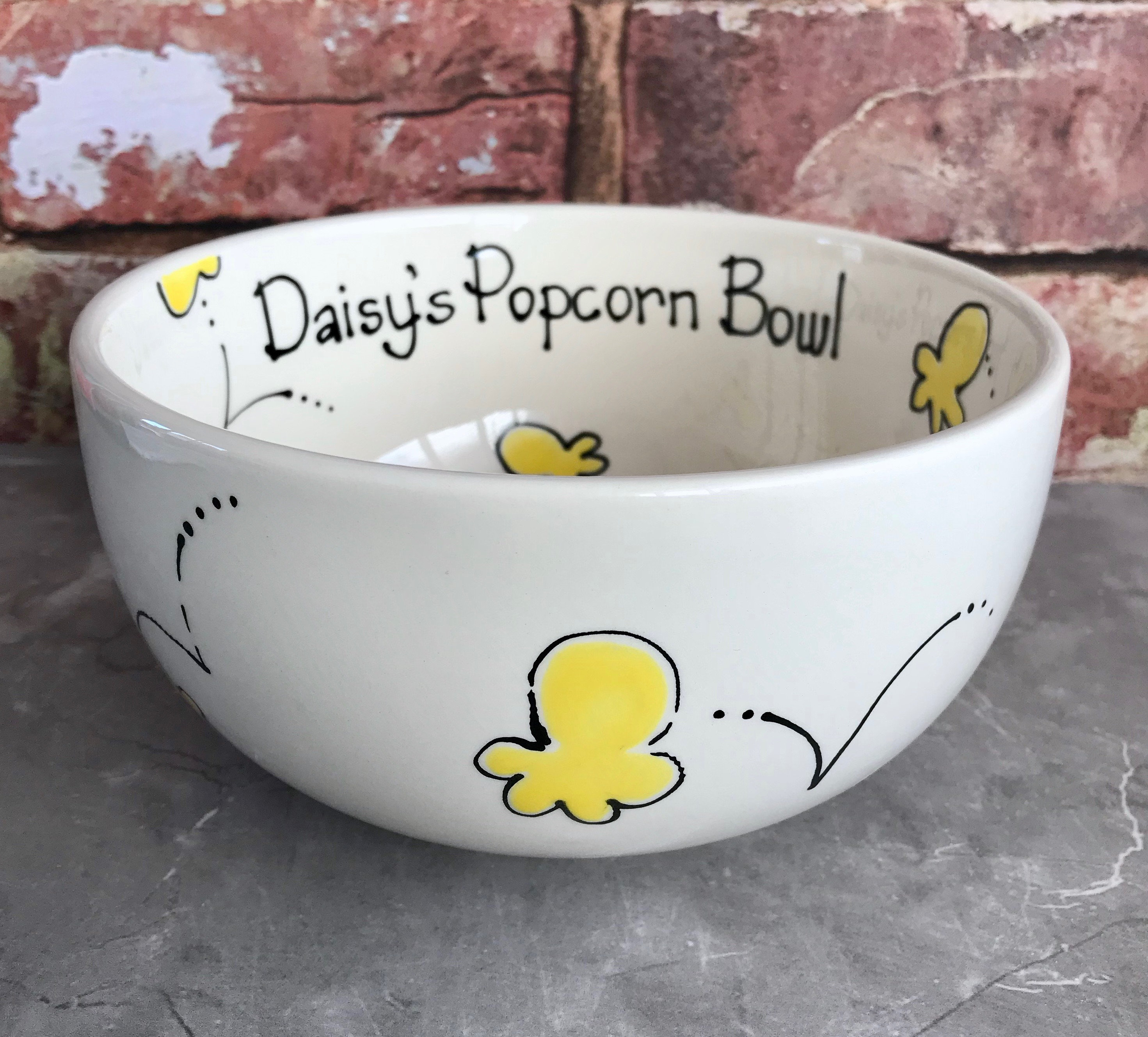 Popcorn Bowl Personalised Pop Corn Bowl Glazed Ceramic Etsy
