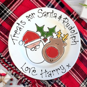 Christmas Eve Plate, Father Christmas Plate, Santa and Rudolf, Xmas Plate, Christmas Plate, Christmas Beaker, Christmas Gift, Santa Plate image 2