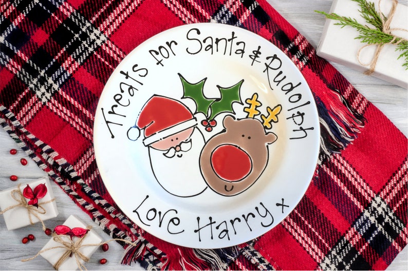 Christmas Eve Plate, Father Christmas Plate, Santa and Rudolf, Xmas Plate, Christmas Plate, Christmas Beaker, Christmas Gift, Santa Plate image 2