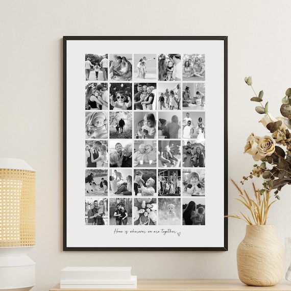 Personalised Multi Photo Frame, Custom Collage Wall Art, Custom Family Wall Picture Frame, Large 30 Photo Collage, Custom Picture Frame Gift