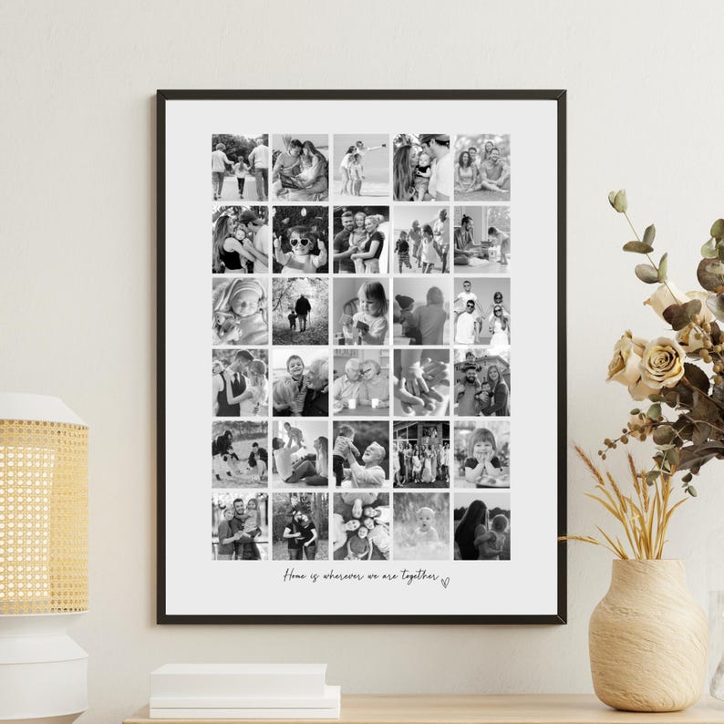 Personalised Multi Photo Frame, Custom Collage Wall Art, Custom Family Wall Picture Frame, Large 30 Photo Collage, Custom Picture Frame Gift