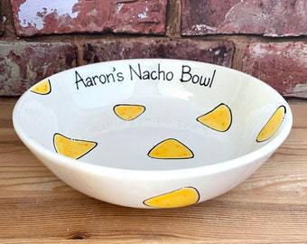 Nacho Bowl, Personalised Nacho Bowl, Glazed Ceramic Bowls, Bowl for Nachos, Nacho Lover Gift, Personalised Gift, Nacho Fan Bowl for Nachos