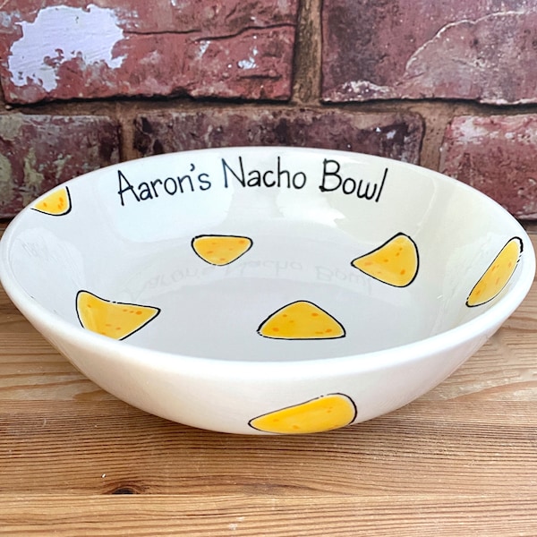 Nacho Bowl, Personalised Nacho Bowl, Glazed Ceramic Bowls, Bowl for Nachos, Nacho Lover Gift, Personalised Gift, Nacho Fan Bowl for Nachos