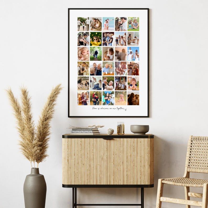 Personalised Multi Photo Frame, Custom Collage Wall Art, Custom Family Wall Picture Frame, Large 30 Photo Collage, Custom Picture Frame Gift