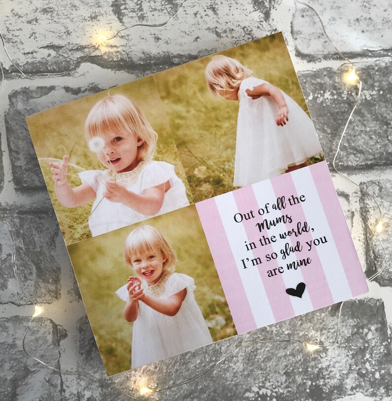 Handmade Personalised Wooden Photo Block Family Granddad Grandma Memorial Plaque Family Father Mother Valentine/'s Day Photo Gifts in the UK