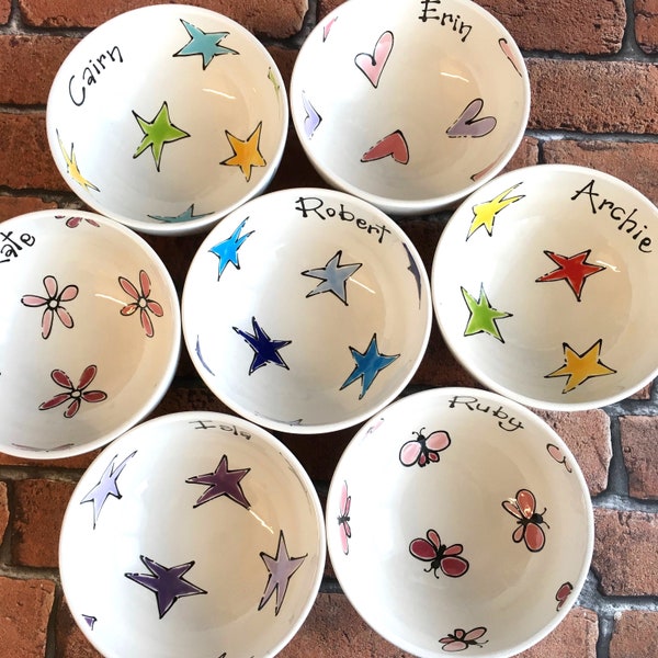 Personalised Bowl, Glazed Ceramic Bowls, Pretty Cereal bowl, Gifts for Her, Gifts for Him, Popcorn Bowl, Personalised Gift, Ice Cream Bowl