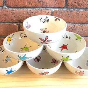 Personalised Bowl, Glazed Ceramic Bowls, Pretty bowl, Mum Gift, Dad Gift, Popcorn Bowl, Personalised Gift, Ice Cream Bowl, Cereal Bowl