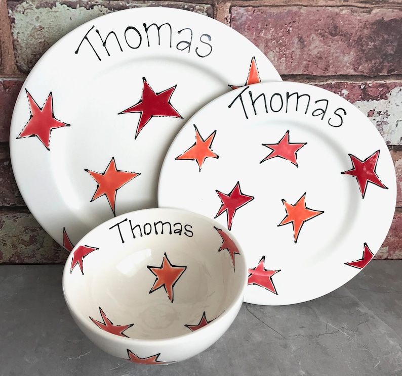 Personalised Dinner Set Ceramic Plates & Bowl Set Dinner Etsy