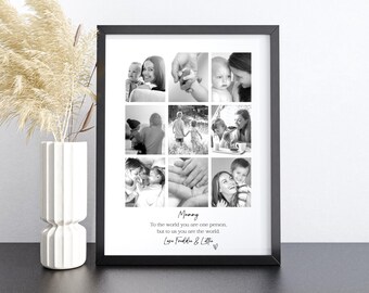 Mummy Personalised Collage Print Photo Frame, Personalised Mummy Picture Print, Mum Gift for Wife Mother Birthday Photo Gift Mum Photo Frame