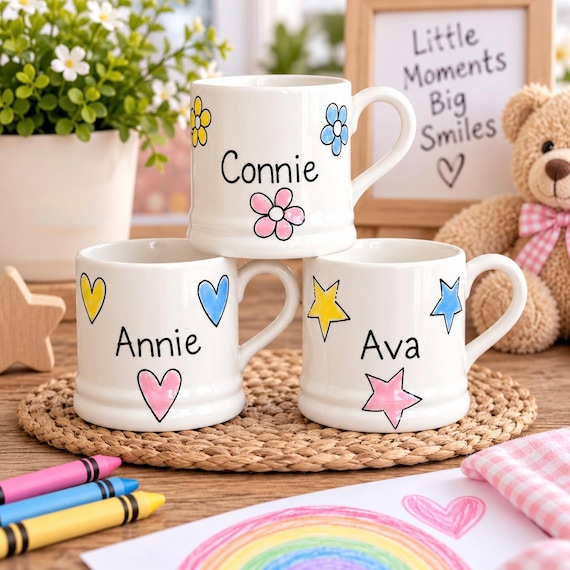 Personalised Kids Mug, Custom Name Mug for Child, Hand Painted Mug, Kids Name Mug, Toddler Mug, Children’s Gift, Personalised Mug