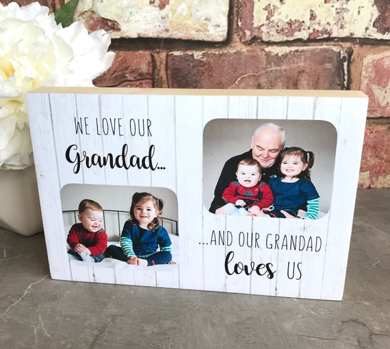 Handmade Personalised Wooden Photo Block Family Granddad Grandma Memorial Plaque Family Father Mother Valentine/'s Day Photo Gifts in the UK