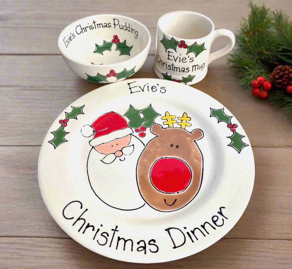 Christmas Toddler Dinner Set Plate Bowl And Cup Festive Santa And
