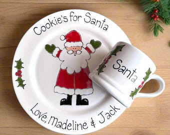 Santa Plate, Personalised Santa Plate, Christmas Eve Plate, Xmas Eve Plate, Cookies for Santa, Santa Christmas Plate, Personalised Plate